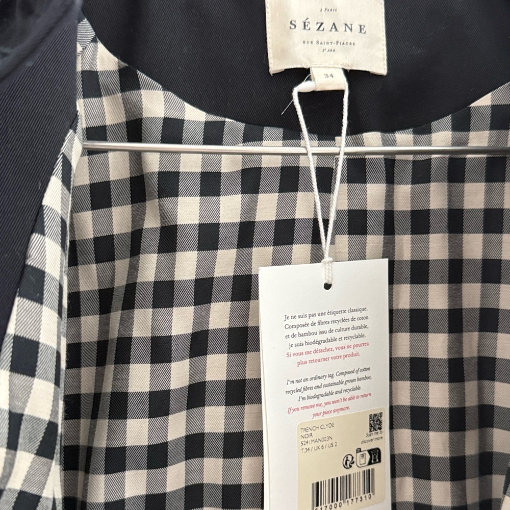 Sezane Clyde Coat - Black, Size 2 - Picture 5 of 6